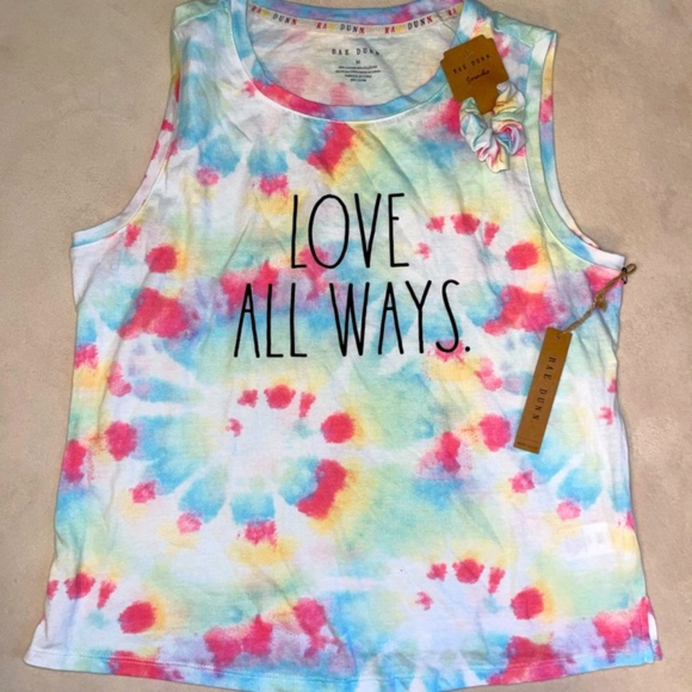 NWT Rae Dunn LOVE ALL WAYS Tank‎ and Scrunchie